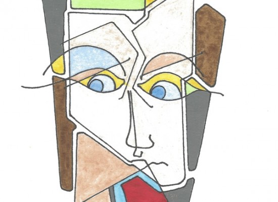 VISAGE CHEVEUX VERTS JAUNES