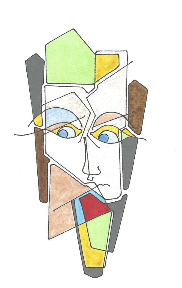 VISAGE CHEVEUX VERTS JAUNES