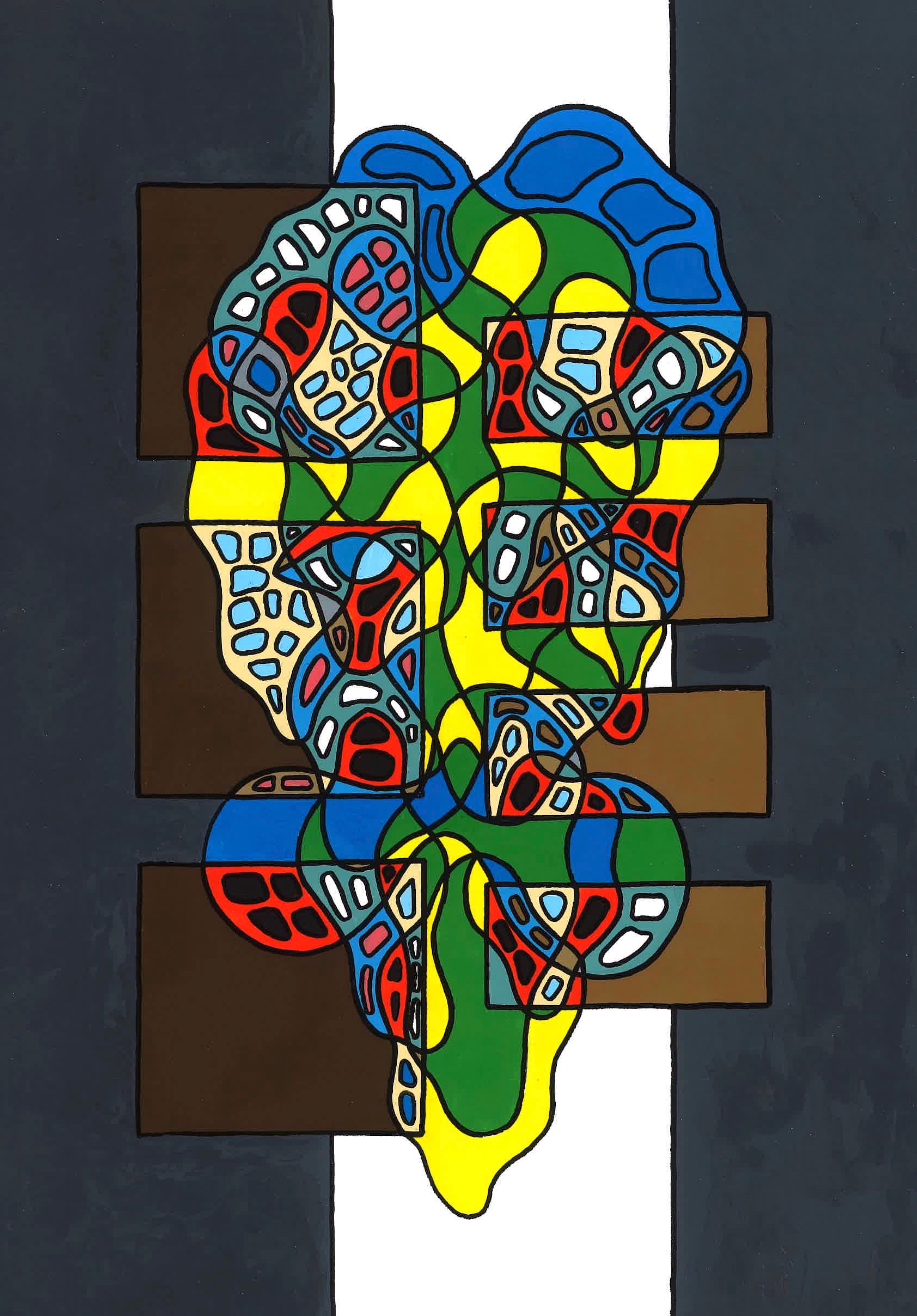 VISAGE AUX CHEVEUX BLEUS